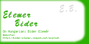 elemer bider business card