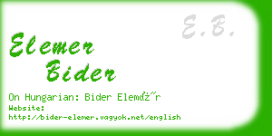 elemer bider business card